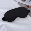 Black silk sleep mask, soft mulberry satin eye mask for sleeping, comfortable travel shade. - Black