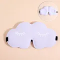 Cute 3D cloud sleep mask with eyelash print, breathable shading eye cover for comfortable sleep. - Light Purple
