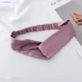Solid color cross satin headband, minimalist elastic hair band for daily chic styling. - Taro Purple