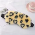Mascherina per dormire in peluche soffice con motivo cuori leopardati copertura occhi sonno - Cuore / Giallo
