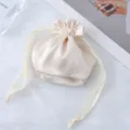 Champagner Satin Kordelzug Geschenktruhe, elegante Doppelschicht Schmuck Aufbewahrung. - Aprikose