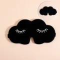 Mascarilla de sueño negra contorneada 3D con bordado de pestañas y diseño cómodo opaco. - Negro