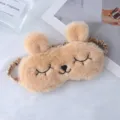 Cute plush bunny eye mask for women, soft fuzzy sleeping mask with sweet rabbit ears design. - Rabbit Ear Khaki