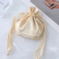 Sacchetto coulisse in raso champagne per gioielli, custodia morbida in finta seta regalo. - Oro