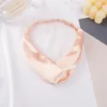 Pink satin cross headband, comfortable solid color elastic hair hoop for daily wear. - Flesh Pink