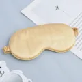 Double-sided faux silk eye mask in gold with elastic strap for sleeping, travel, and noon rest. - Gold