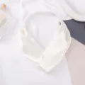 Elegant white faux silk cross headband with elastic back, minimalist fashion hair accessory for daily wear. - Milky White