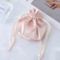 Borsa regalo con coulisse in raso rosa, morbido sacchetto in seta per gioielli festa. - rosa carne