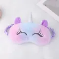 Plush unicorn sleep mask in pastel gradient pink and blue with cute embroidered eyelashes. - Curled Lashes Colorful Purple