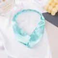 Solid color satin twist hairband comfortable elastic headband for women daily fashion look - Sky Blue