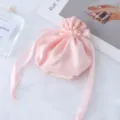 Sacchetto coulisse in raso rosa, busta regalo in seta morbida, custodia gioielli. - Polvere d'oro