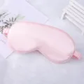 Pink silk sleep mask, smooth satin sleeping eye cover with soft elastic strap for travel. - Light Pink
