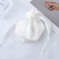 Sacchetto coulisse in raso bianco, borsa confezione regalo in seta a doppio strato per accessori. - Bianco avorio