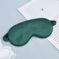 Dark green double-sided faux silk sleep eye mask with elastic band for travel and rest. - Grass Green