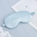 Comfortable silk sleep mask with elastic strap, soft shading eye mask for travel and sleeping. - Fresh Blue