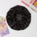 Cufflia Notturna in Seta Nera Regolabile per Cura dei Capelli e Sonno Confortevole - Nero (Circonferenza Cuffia Regolabile)