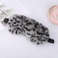 Grey leopard print plush sleep mask soft faux rabbit fur blindfold for comfortable resting - Fine Leopard Print / Gray