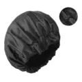 Large black double-layer faux silk sleep cap, wide-brim hair care bonnet for women. - Black / Adjustable Cap Circumference