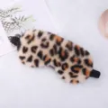 Leopard print plush sleep mask soft fluffy eye cover for sleeping travel cute rabbit hair - Leopard Print / Original Color