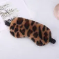 Leopard plush sleep mask cute soft rabbit fur eye cover for home sleeping shading - Leopard Print / Coffee