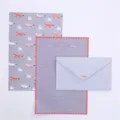 Cute cartoon fox stationery set with letter paper and matching envelope for writing notes - Snow Fox / 3 Envelopes 6 Sheets