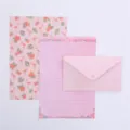 Pink flamingo floral pattern stationery set including lined letter paper and matching envelope. - Flamingo Palm Leaf / 3 Envelopes 6 Sheets