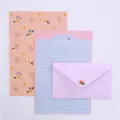 Cute floral stationery set with lined writing paper and pink envelope for lovely daily notes. - Floral / 3 Envelopes 6 Sheets