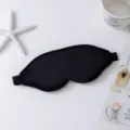 Masque de sommeil 3D en peluche noire, masque pour les yeux respirant et portable. - Noir