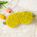 Simpatica maschera da sonno in peluche giallo con fascia elastica verde, morbida maschera soffice. - giallo limone