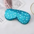 Turquoise satin sleep mask with white star print, comfortable shading eye mask for travel rest - Green