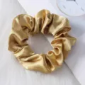 Coletero de satén dorado, goma para el pelo de seda suave para mujer, accesorio elegante de moda. - Dorado