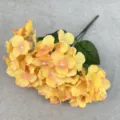 Artificial hydrangea silk flower 5-forks large petals yellow orange home wedding decor - Orange