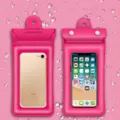 Pink triple seal waterproof phone pouch with airbag design, universal underwater dry bag case for smartphone - Red