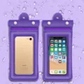 Waterproof phone pouch three-layer sealing floating air bag dry bag purple mobile phone case - Purple