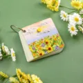 Blocco note con anelli in metallo stile pittura a olio, mini taccuino paesaggio creativo. - Specchio di nuvole al sole