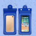 Pochette étanche pour téléphone avec triple étanchéité et airbag, protection transparente. - Bleu