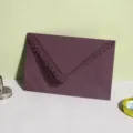 Dark purple laser cut lace envelope greeting card wedding invitation stationery decoration - Fuschia