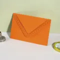 Orange laser cut lace hollow triangle envelope for wedding invitation birthday card 1pcs - Orange Red