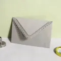 Grey laser cut lace envelope for wedding invitations, birthday cards and party events. - Gray