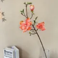 Künstlicher Magnolien-Blumenzweig Heimdekoration realistisches Blumenarrangement in Vase. - Orange