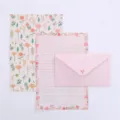 Korean aesthetic floral stationery set with cute letter paper and pink envelope for writing. - Flower Cluster / 3 Envelopes 6 Sheets