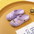 Cute purple couple garden shoes with cute cartoon charms and inspiring English text print. - 36 / Purple