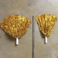 Goldene Cheerleader Pom Poms mit Kunststoffgriff Hand Blumen Tanz Party Sport Teamgeist 2St - Gerader Griff 80g / Gold