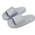 Grey quilted slide slippers, comfortable thick sole soft sandals for indoor outdoor daily wear. - Light Gray