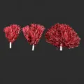 Rote metallische Cheerleader Pompons mit Griff in 20g 40g 80g Groessen fuer Tanz und Sport. - Gerader Griff 80g / Rot