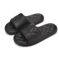 Black quilted casual slides thick sole non slip indoor outdoor unisex slippers summer - Black