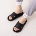 Sandalias negras de suela gruesa para parejas, cómodas zapatillas de verano para interior. - Negro