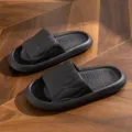 Black thick-soled slide sandals for men and women, lightweight home and outdoor casual slippers. - Black