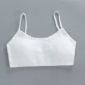 White cotton training camisole bra for girls, non-wired with inserts, comfortable and soft. - One Size / White