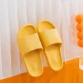Yellow non-slip home slippers, comfortable thick sole slide sandals for bathroom and daily indoor wear. - 36-37 / Yellow